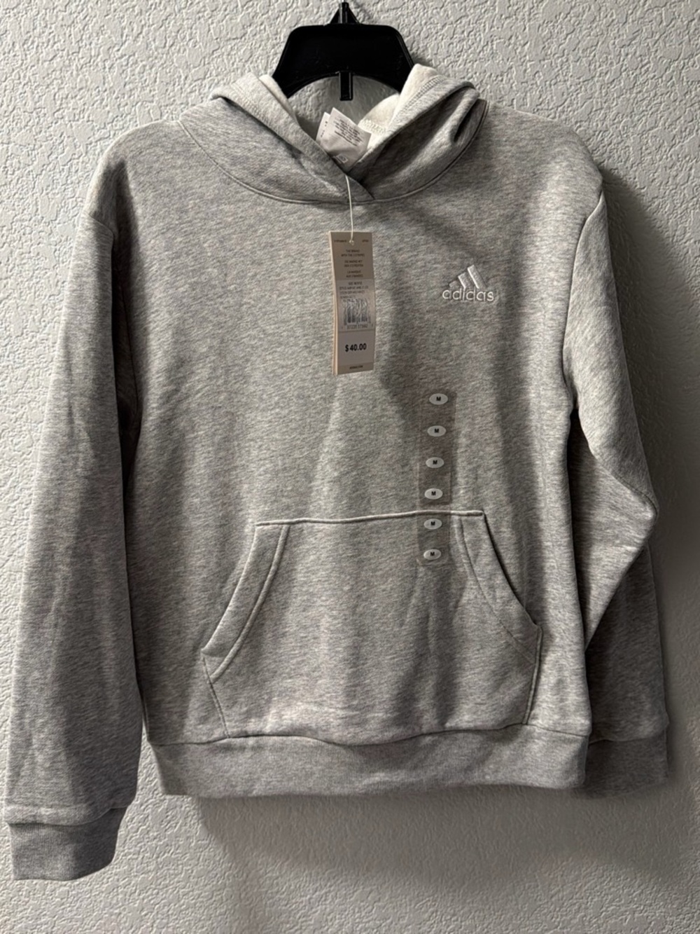 adidas Gray Men’s Pullover Hoodie with Kangaroo Pocket size 10-12